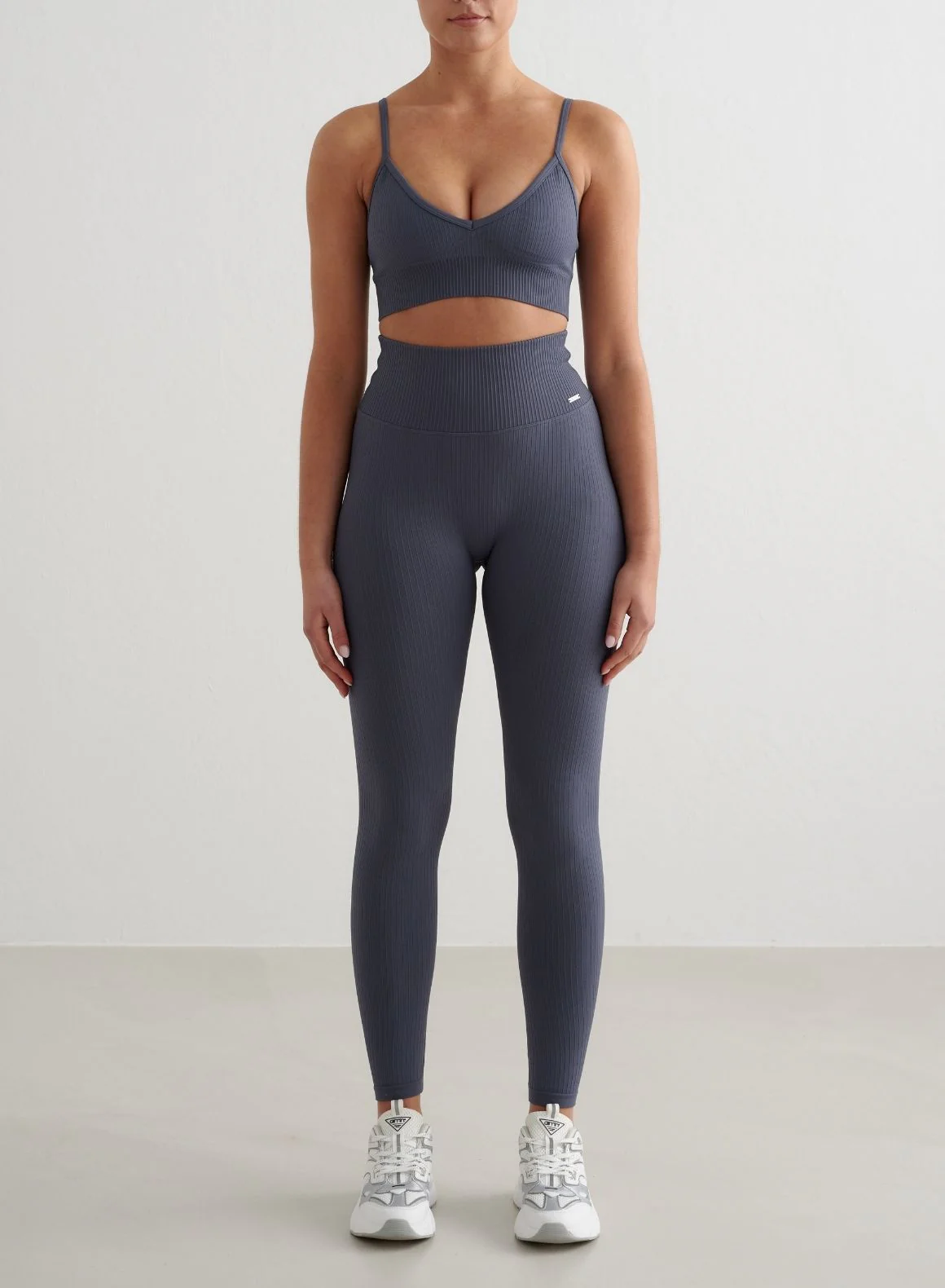 Storm Blue Ribbed Seamless Deep Cut Bra - Image 3
