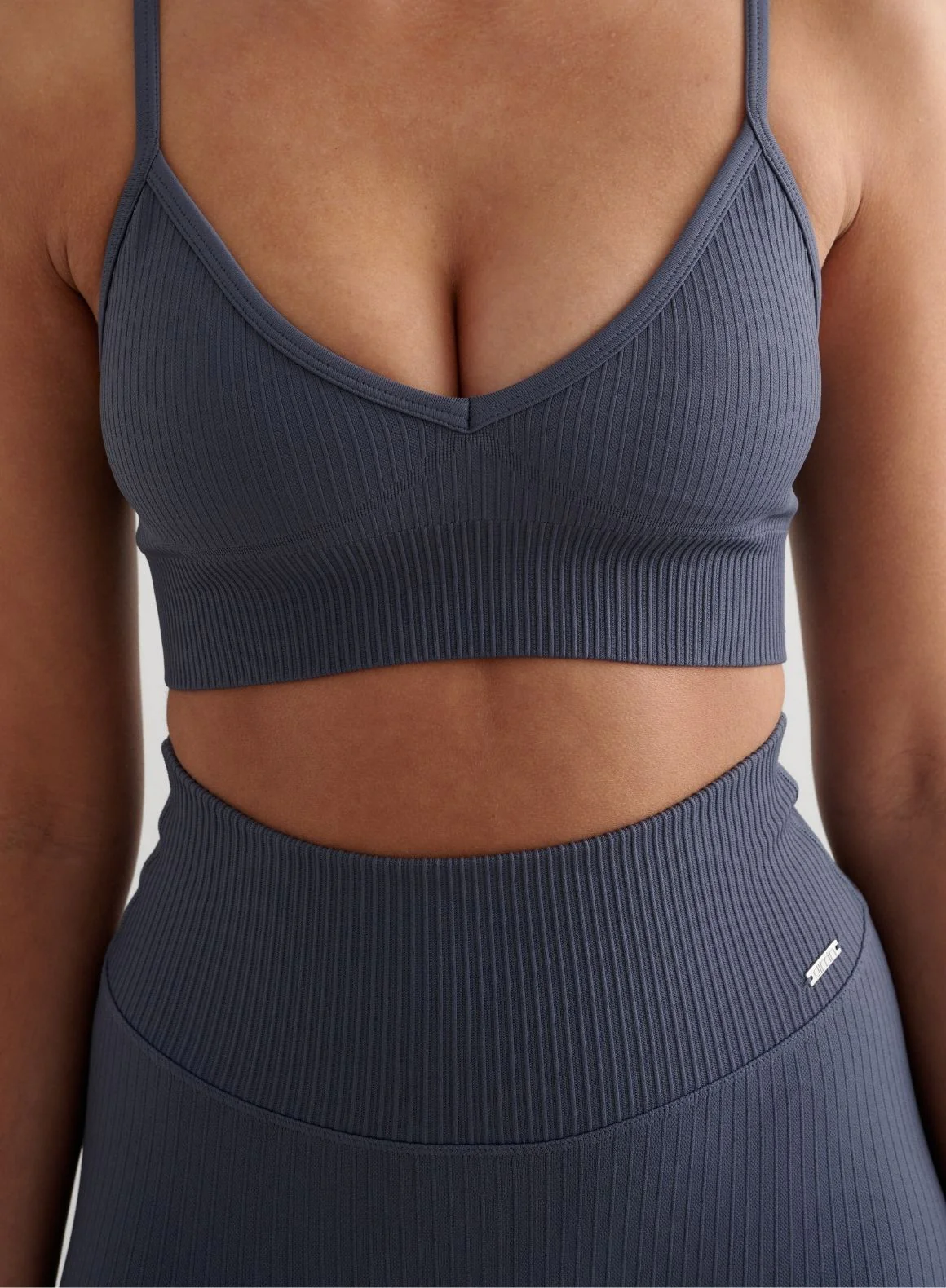 Storm Blue Ribbed Seamless Deep Cut Bra - Image 5