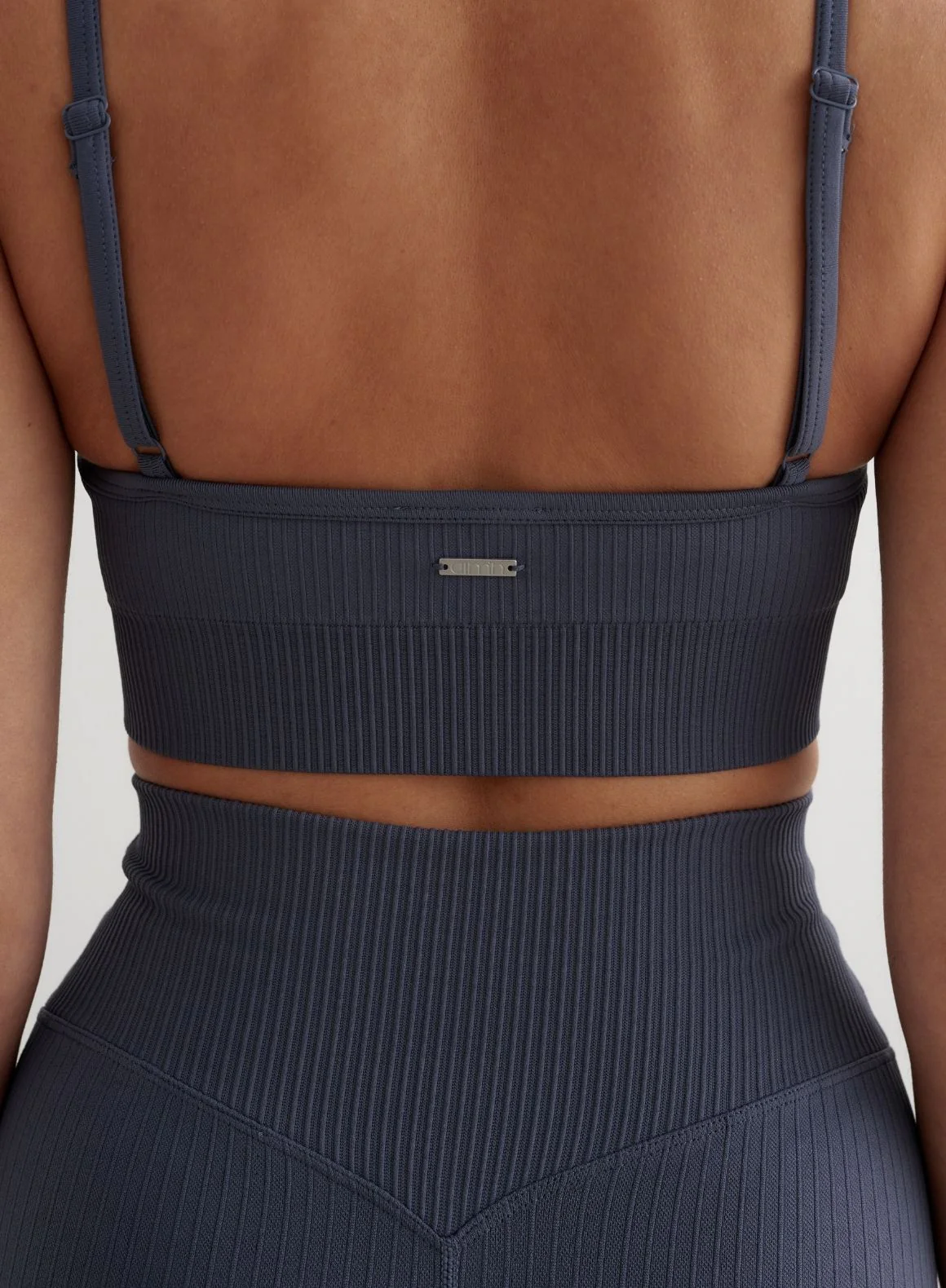 Storm Blue Ribbed Seamless Deep Cut Bra - Image 6