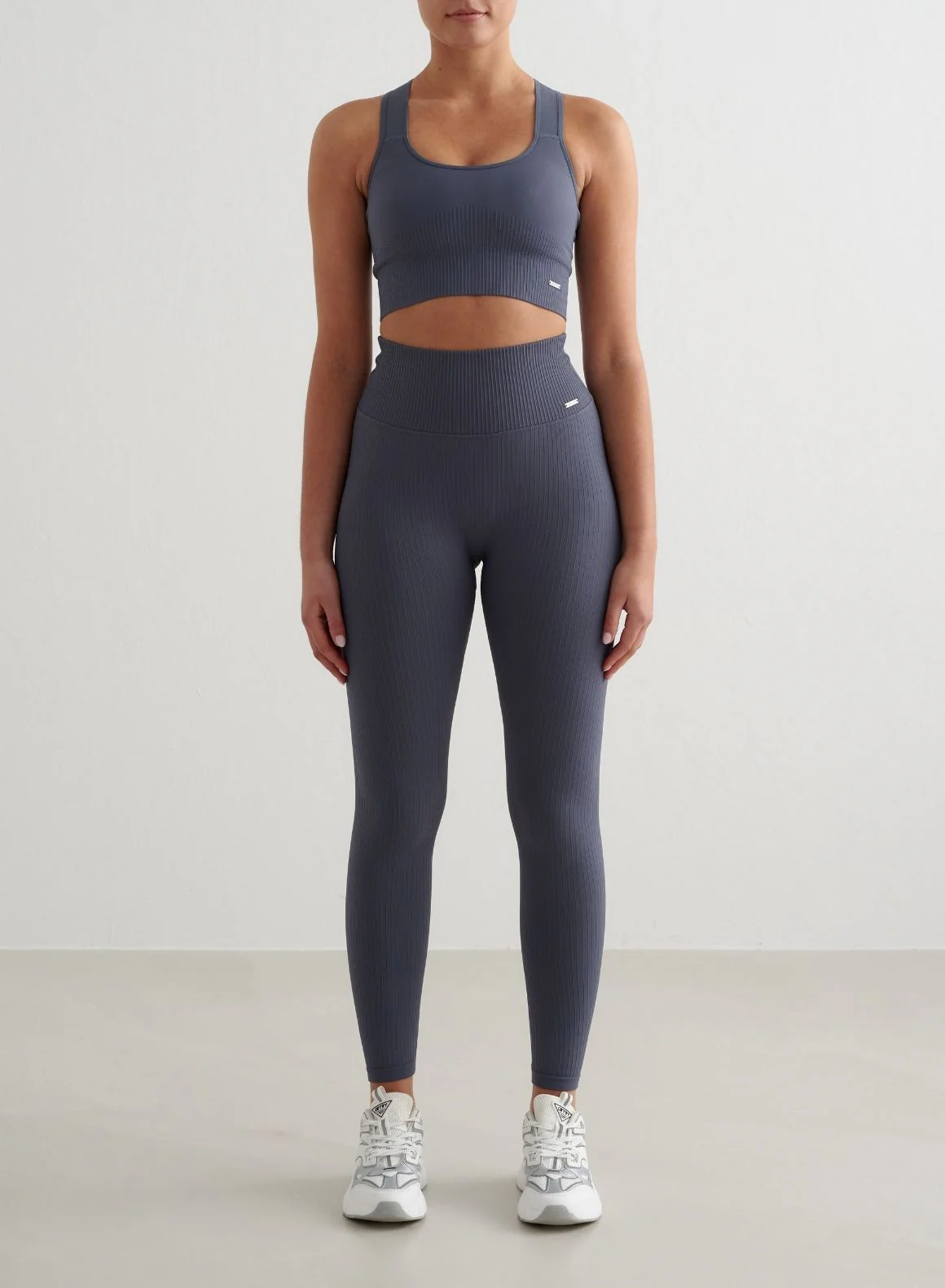 Storm Blue Ribbed Seamless High Support Bra - Image 3