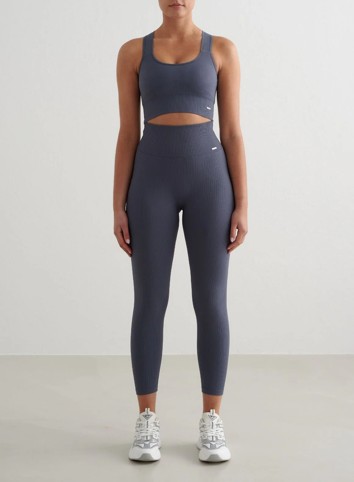 Storm Blue Ribbed Seamless Tights 7/8
