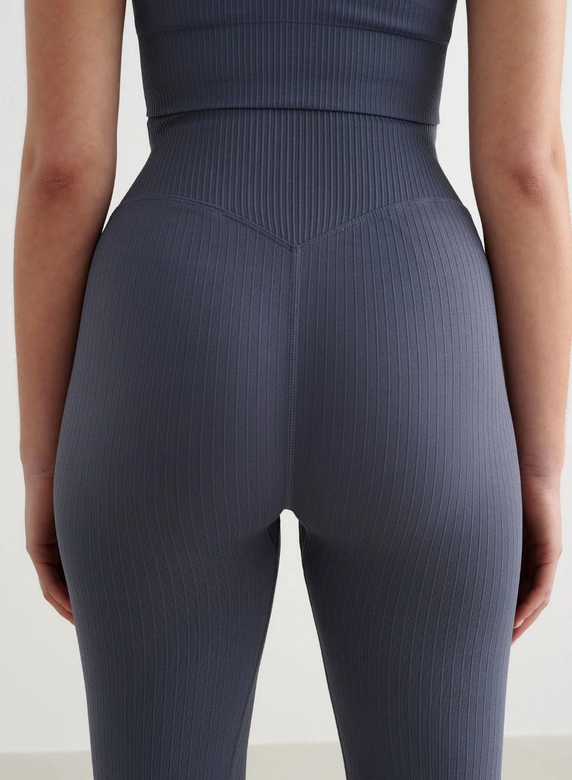 Storm Blue Ribbed Seamless Tights 7/8 - Image 5