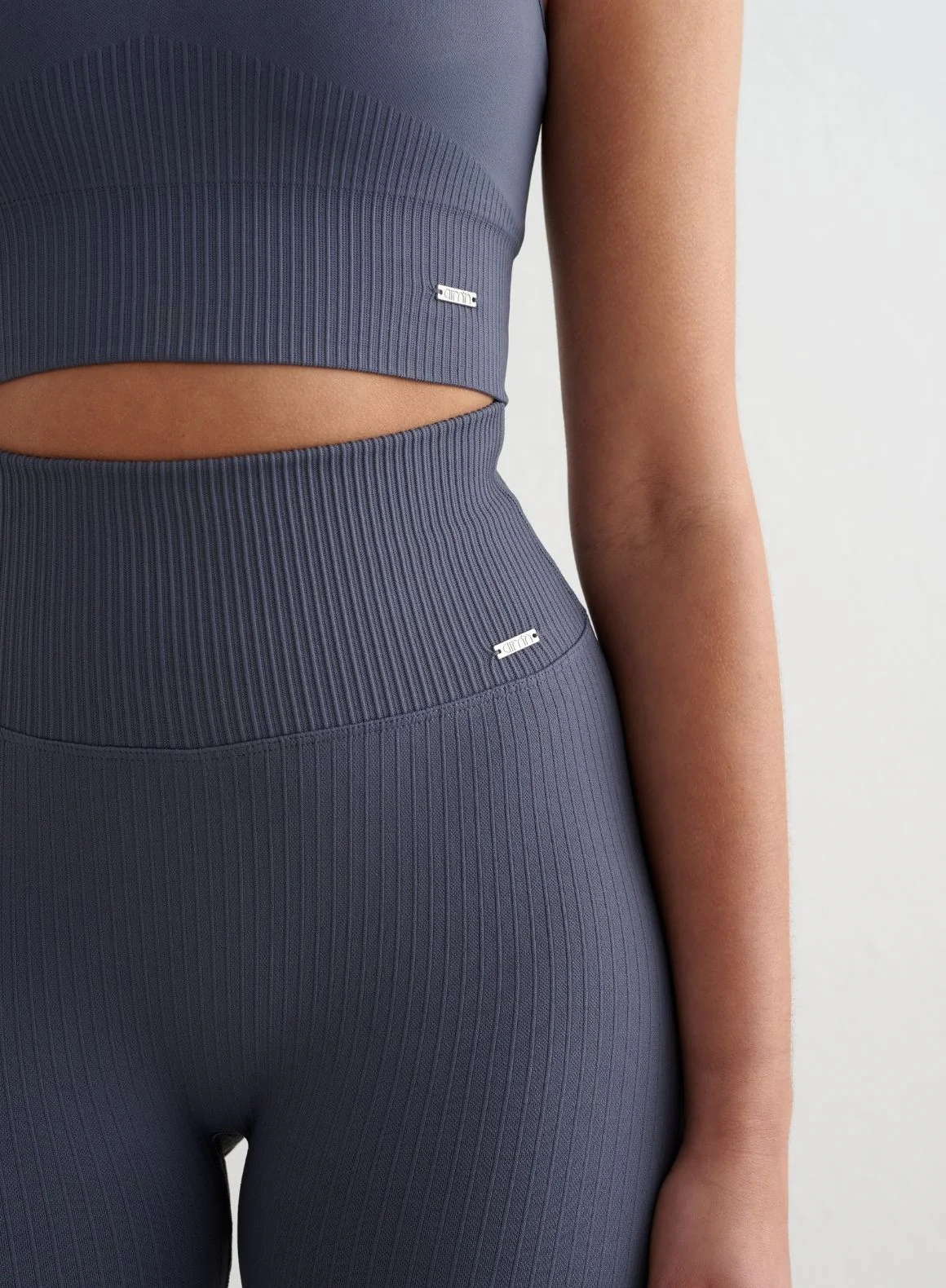 Storm Blue Ribbed Seamless Tights 7/8 - Image 6