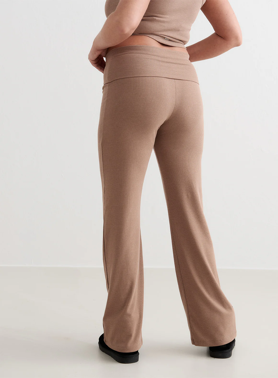 Toffee Melange Ease Ribbed Pants - Image 5