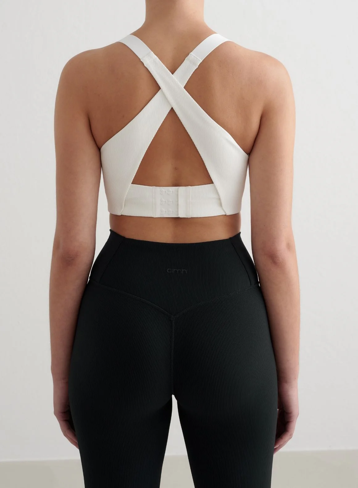 White Ribbed Performance Support Bra - Image 2