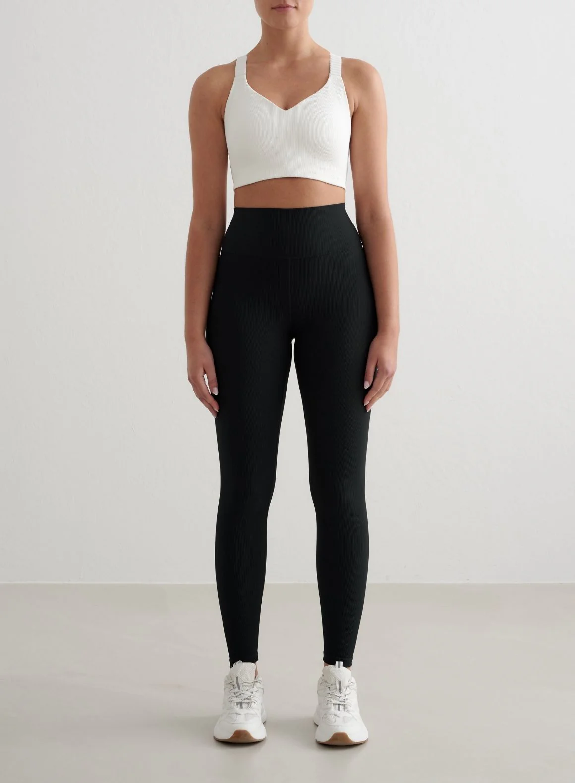 White Ribbed Performance Support Bra - Image 5