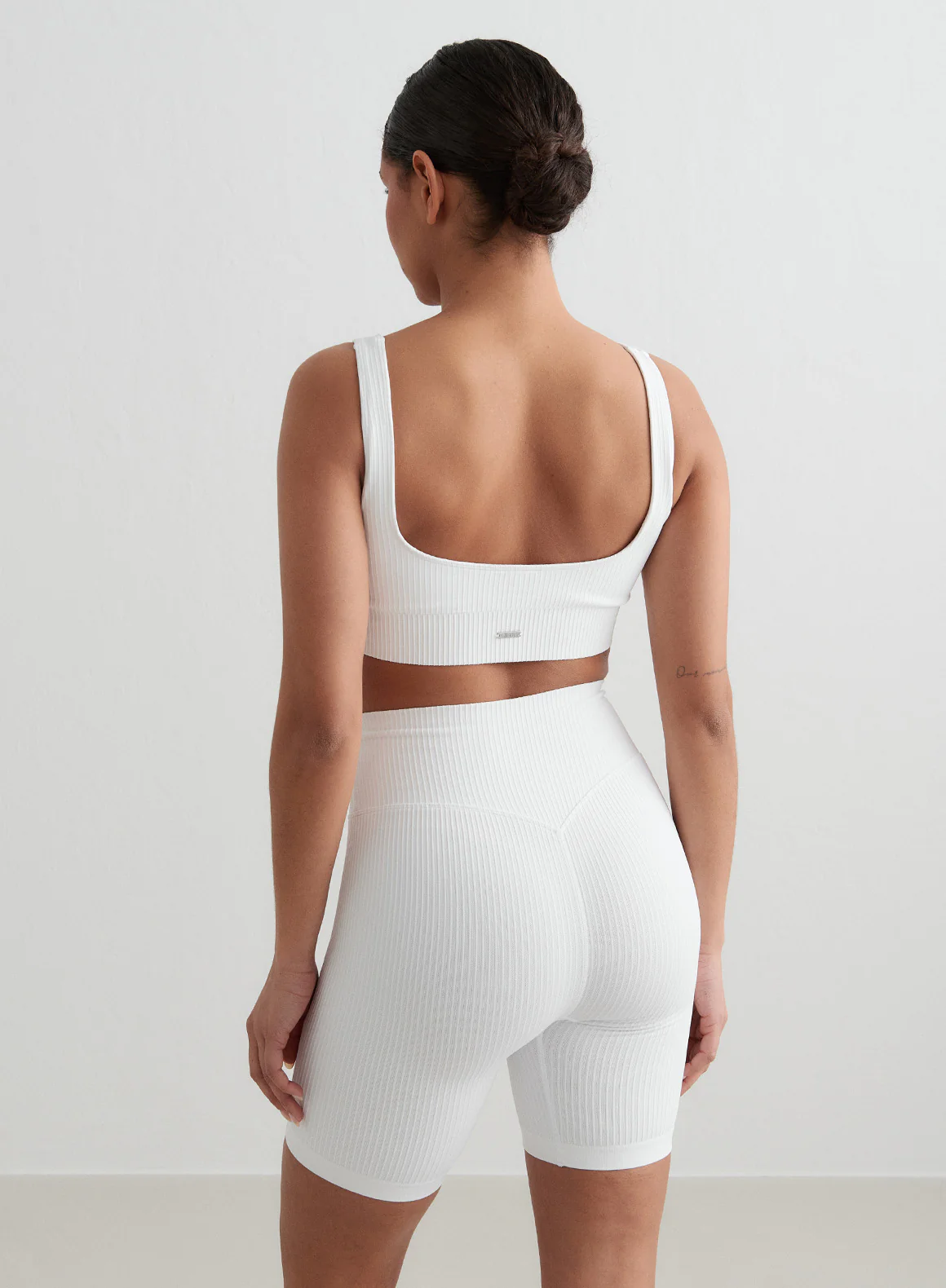 White Ribbed Seamless Biker Shorts - Image 8