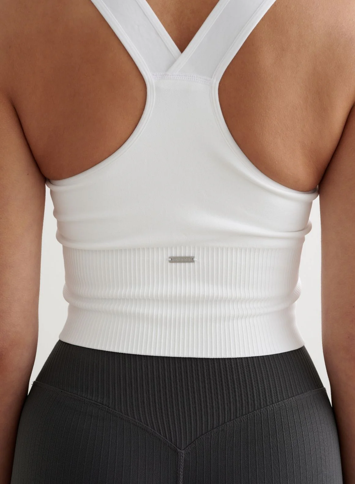 White Ribbed Seamless High Support Bralette - Image 6